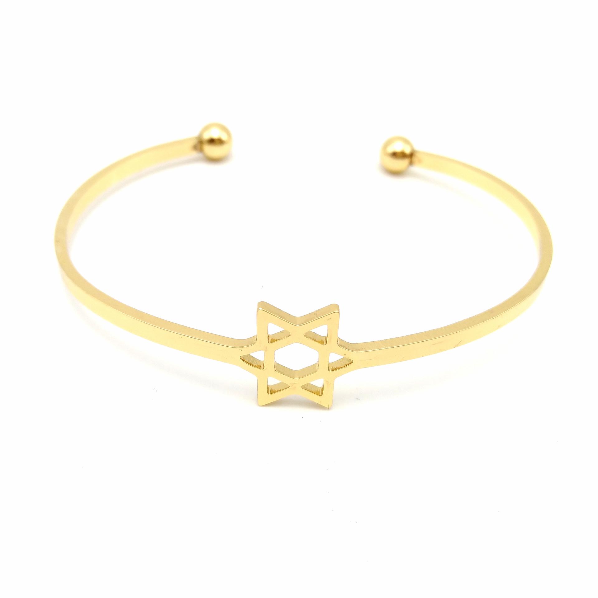 

Браслет-манжета из розового золота в виде шестиконечной звезды - корейский браслет дружбы золотой