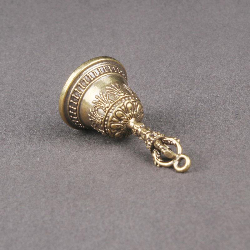 Retro Brass Tibetan Vajra Bell Pendant - Buddhist Demon-Subduing Handbell