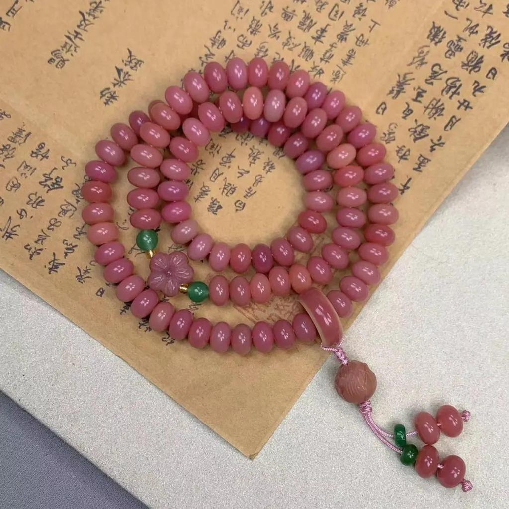 Plum Sauce Sakura Pink Bodhi Double Circle Bracelet for Women - Ancient Style
