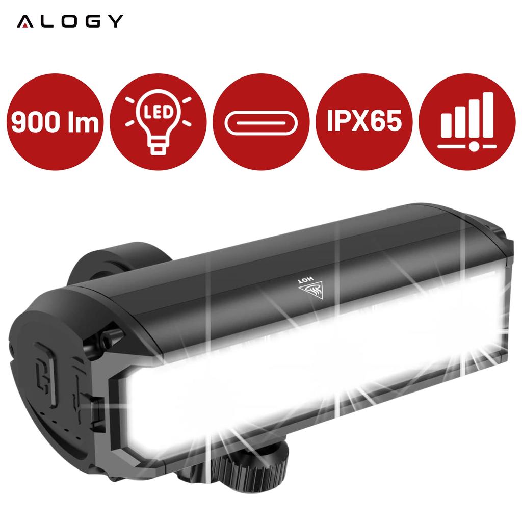 Lampka Rowerowa Przednia Halogen Led Światło Oświetlenie Roweru Na Przód Rower Kierownicę Mocna 900Lm Alogy 610 Czarna