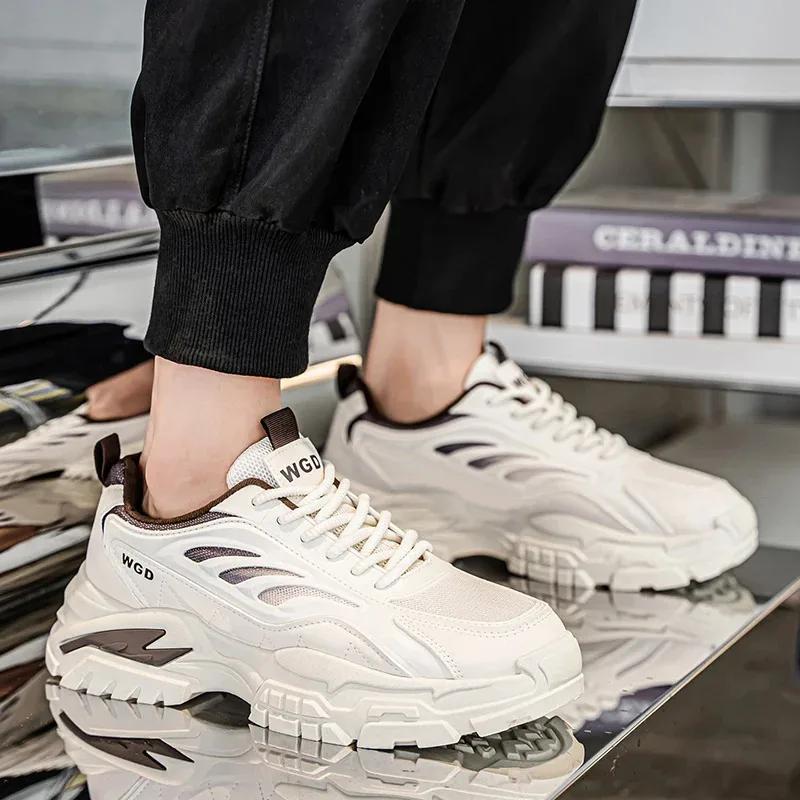 Nowe Męskie Buty do Biegania na Grubej Podeszwie, Podwyższane, Lekkie, Modne, Wszechstronne, Antypoślizgowe i Trwałe Buty Sportowe i Rekreacyjne