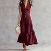 New Summer Arrival Elegant and Minimalist Asymmetrical Cotton-Linen Sleeveless Dress for Women