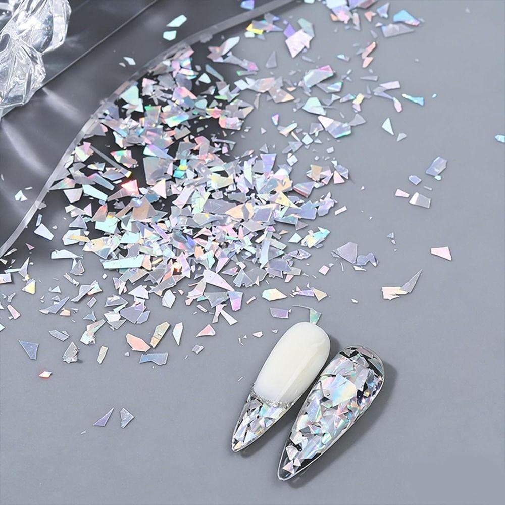 Laser Silver Nail Glitters Sparkly Sliver Nail Charms New Chunky Glitter for Women DIY Manicure