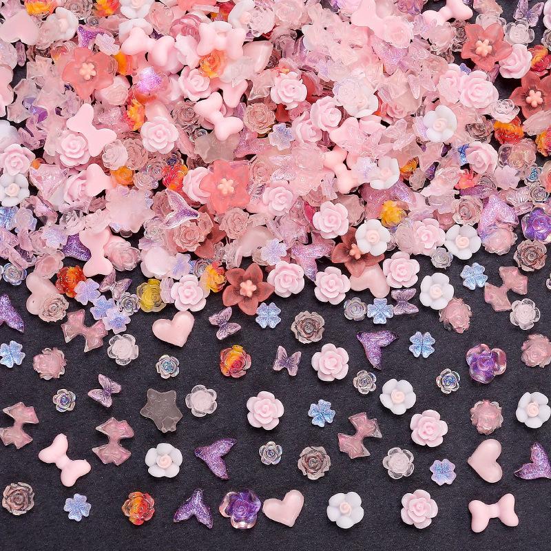 Three-Dimensional Flower Nail Art Jewelry Cute Nail Art Dopamine Jewelry Mixed Nail Art Material Package Resin Trinket