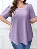 2024 V-Neck Solid Color Eyelet Short Sleeve Loose T-shirt for Women - Spring/Summer Collection