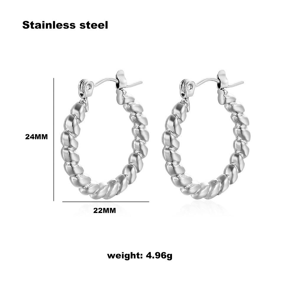 Роскошные Легкие Геометрические Позолоченные Серьги из Титановой Стали Формы  О  серебряный