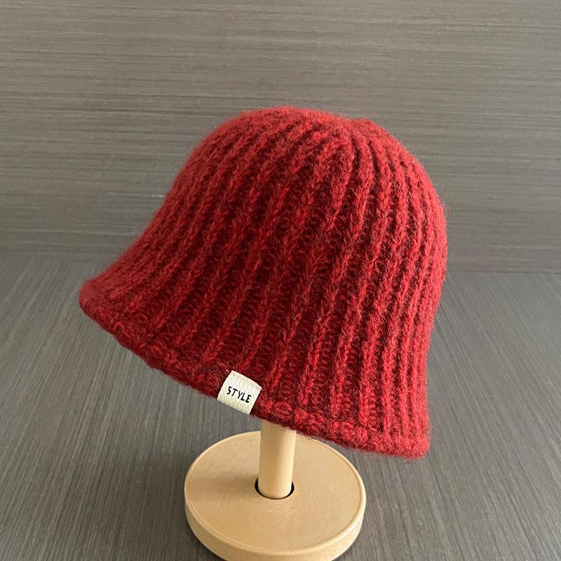 

New Autumn and Winter Fisherman Hat for Women Fashion Knitted Wool Hat Showing Face Small and Versatile Bucket Hat Trendy M（56-58cm）