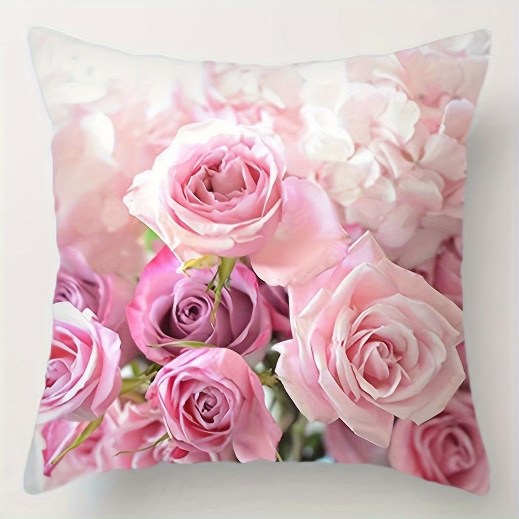 Plant Flowers, Polyester, Pillowcase, Living Room, Sofa, Pillow, Lumbar Cushion Home Decor Room Decor, No Pillow Core