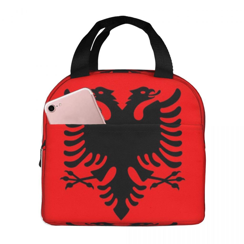 Flag Of Albania Insulated Lunch Bag for Women Office Cooler Thermal Food Box Tote Portable Lunch Boxes Container