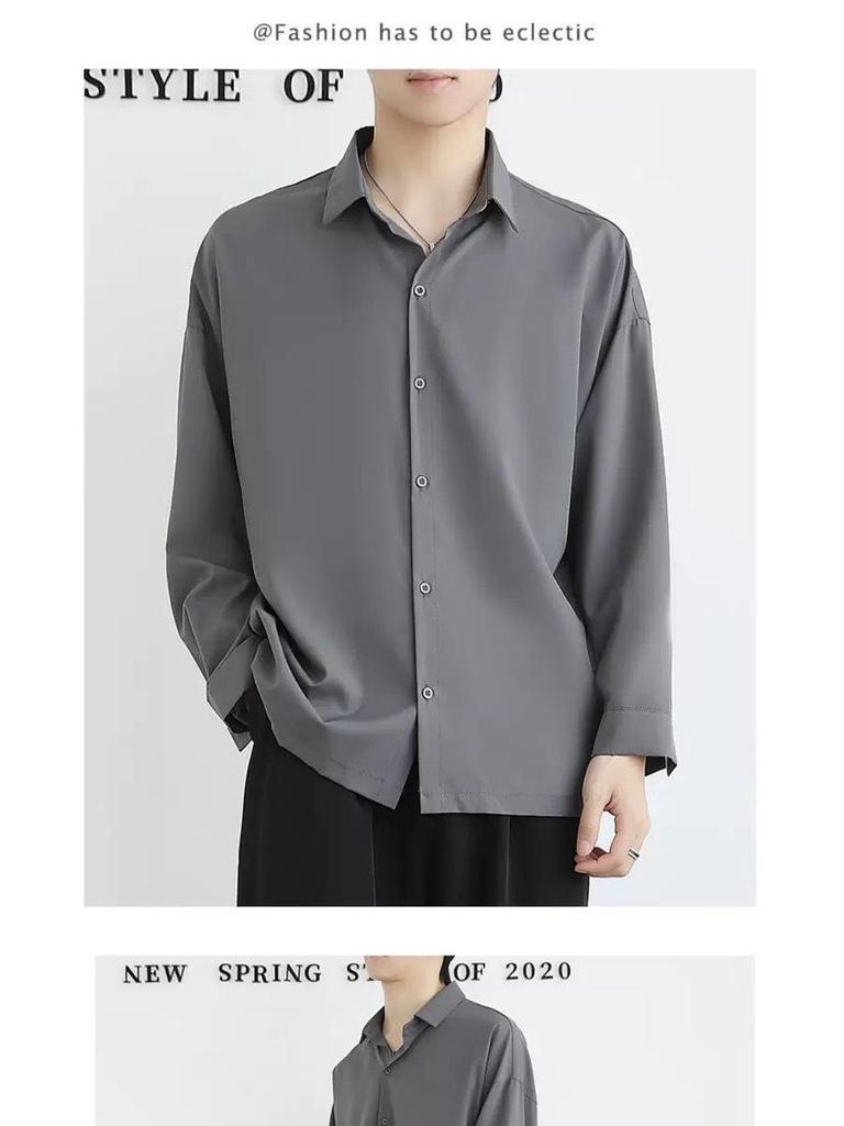 Men's Trendy Black Long Sleeve Korean Style Jacket - Spring/Autumn Casual White Shirt Alternative