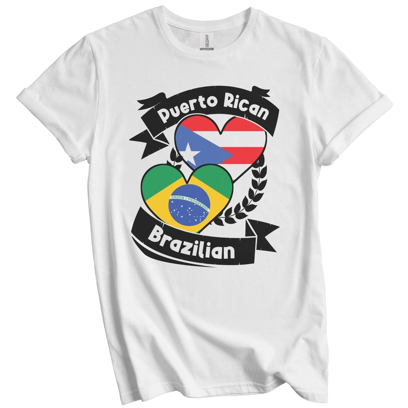 Puerto Rican Brazilian Heart Flags Puerto Rico Brazil T-Shirt M