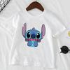 Cute Disney Stitch Print Kids T-shirts Summer White Short Sleeve Boys Girls Tee Shirt Child Cartoon Harajuku Tops Clothes