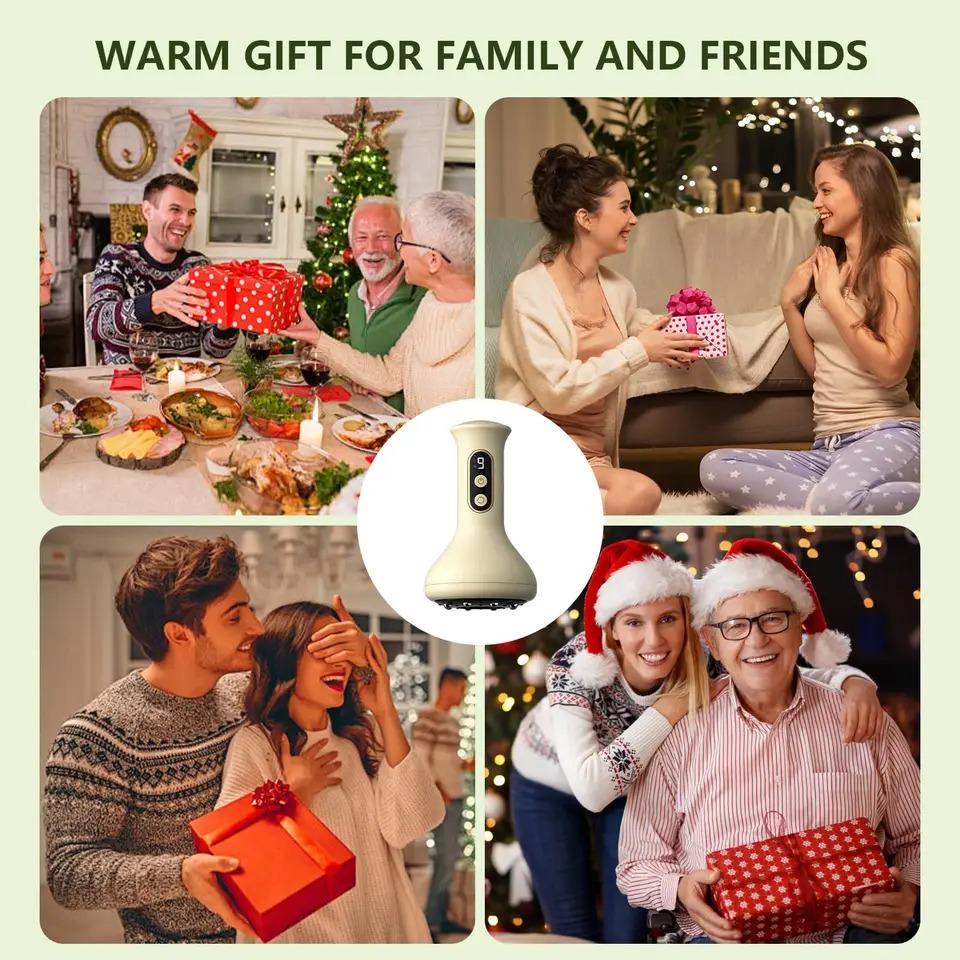 Smart Cupping Massage Machine 9 Levels Vacuum Suction Cup Chinese Meridian Cans Red Light Heating Jars Body Cellulite Scraping