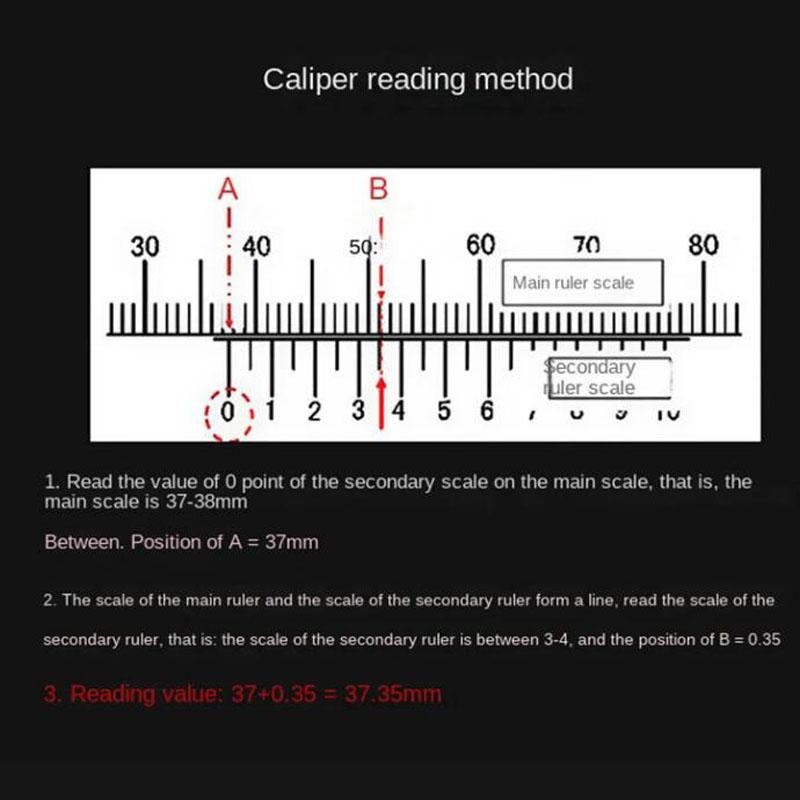 Professioneller Industrieller Messschieber Kohlenstoffstahl Präzisionsmessung Vierfachnutzung Präzisionsmetrisches Messwerkzeug Neu