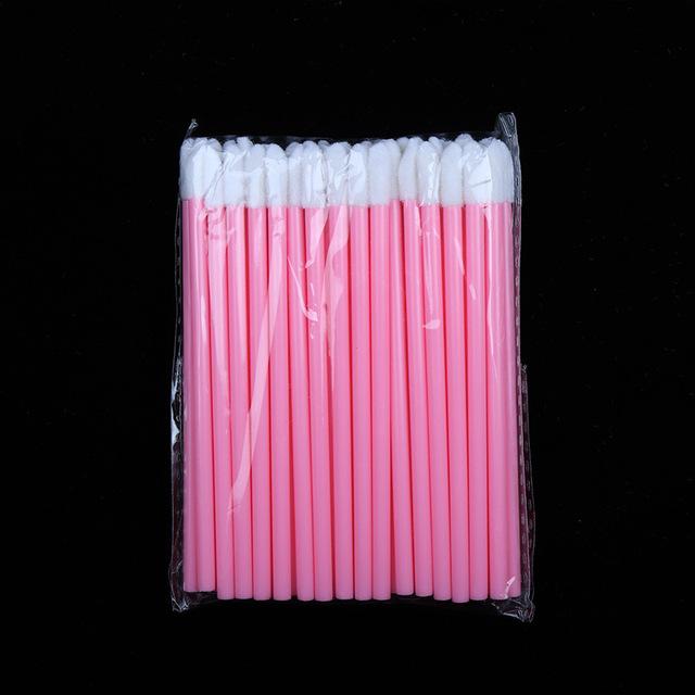 50 Pcs Disposable Hollow Lip Brush Soft Lipstick Mascara Wands Applicators Eyelash Cleaner Cosmetic Brushes Women Make Up Tools
