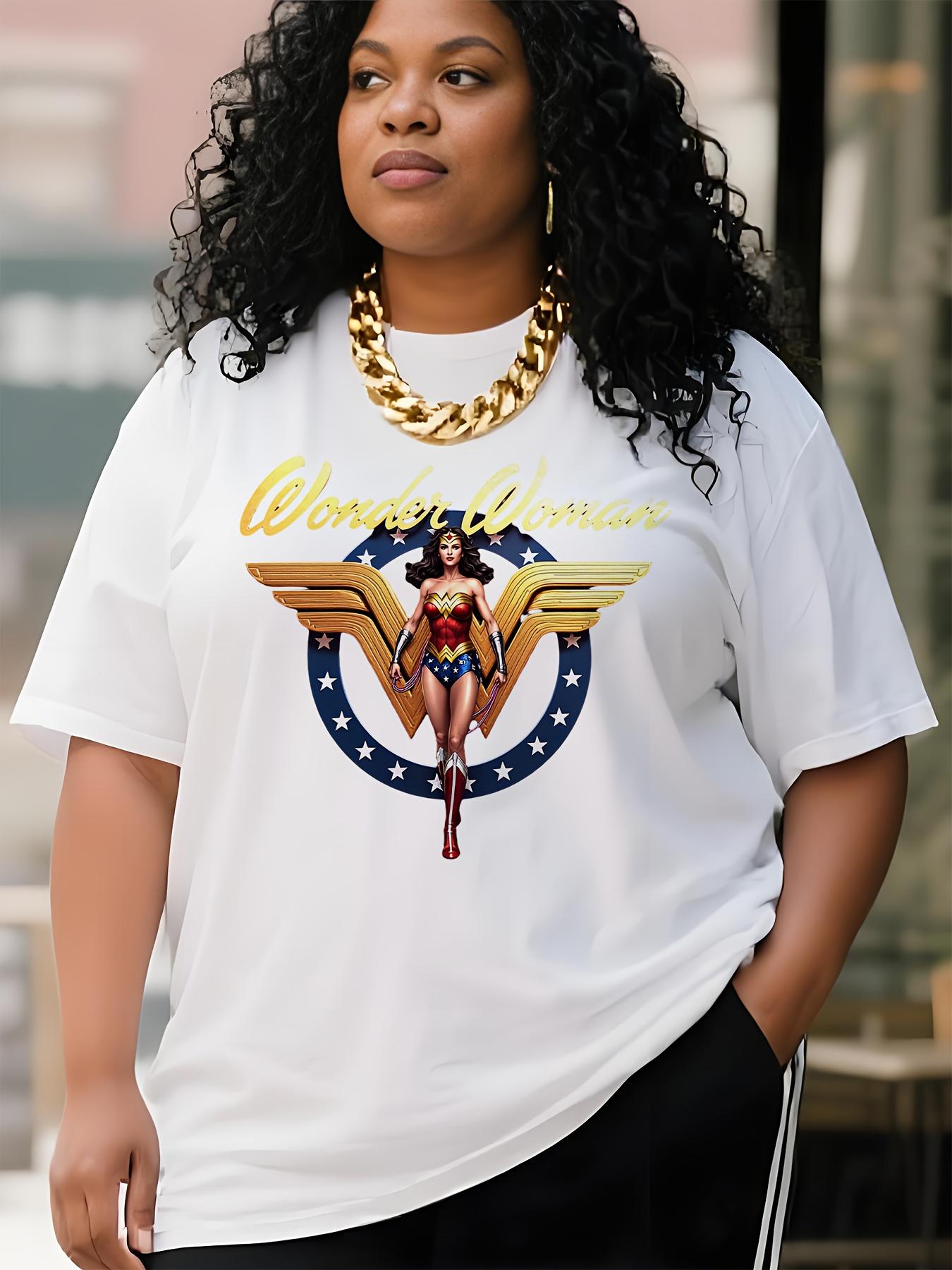 

European size - Casual Short-Sleeve Crew Neck T-Shirt Featuring The Wonder Woman Logo from The Justice League, Designed for Year-Round Comfort S белый