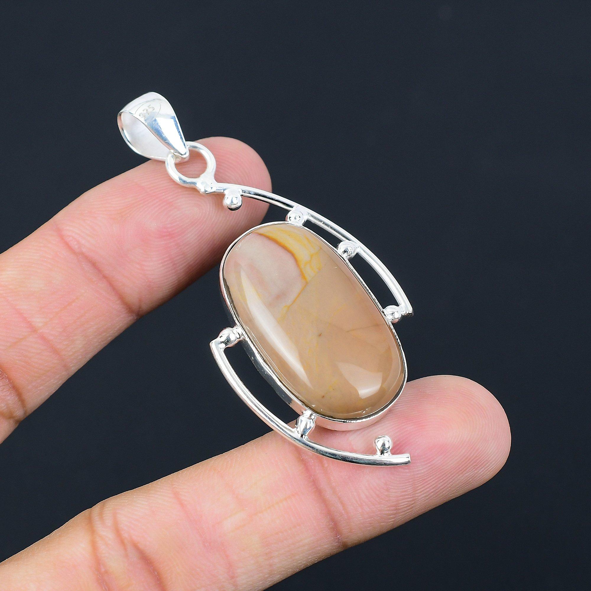 925 Sterling Silver Natural Polychrome Jasper Wedding Birthday Pendant Jewelry
