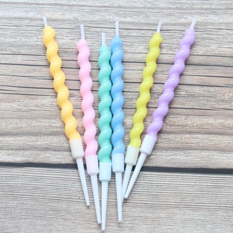 Sucking Kamacaron Color Thread Birthday Candles Romantic Baking Creative Party Colorful Graceful Spiral Candles