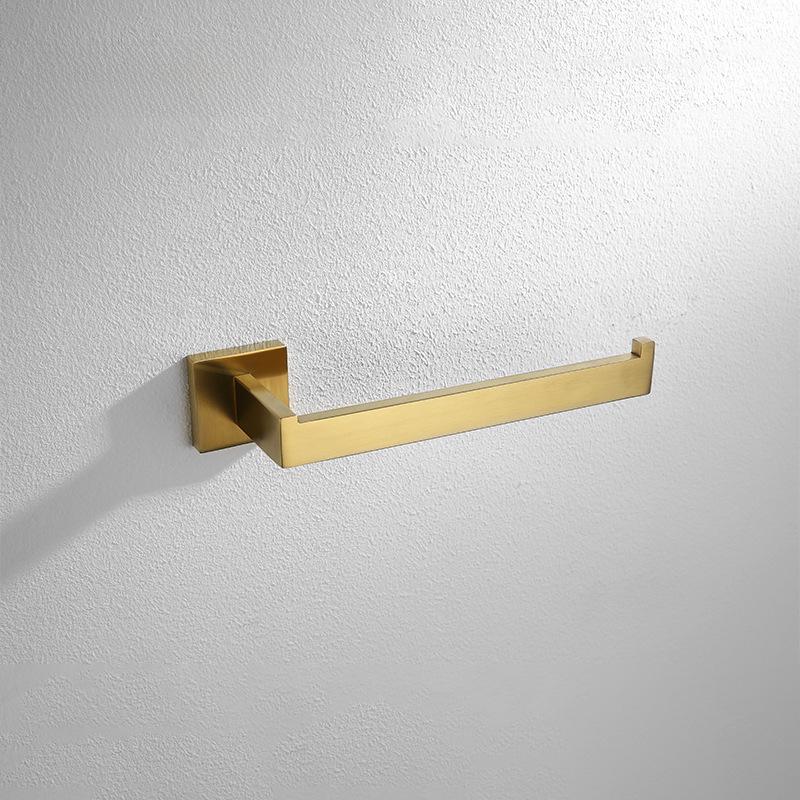 304 Stainless Steel Bathroom Set: Square Rack, Coat Hook, Toilet Paper Holder, and Brush