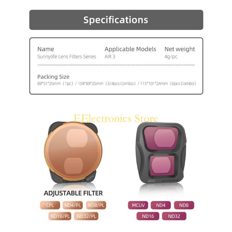 B03C Neutral Density Filters ND4/ND8/ND16/ND32/MCUV/CPL NDPL Optical Glass Camera Lens Filter for Air 3 Replacement Accessory