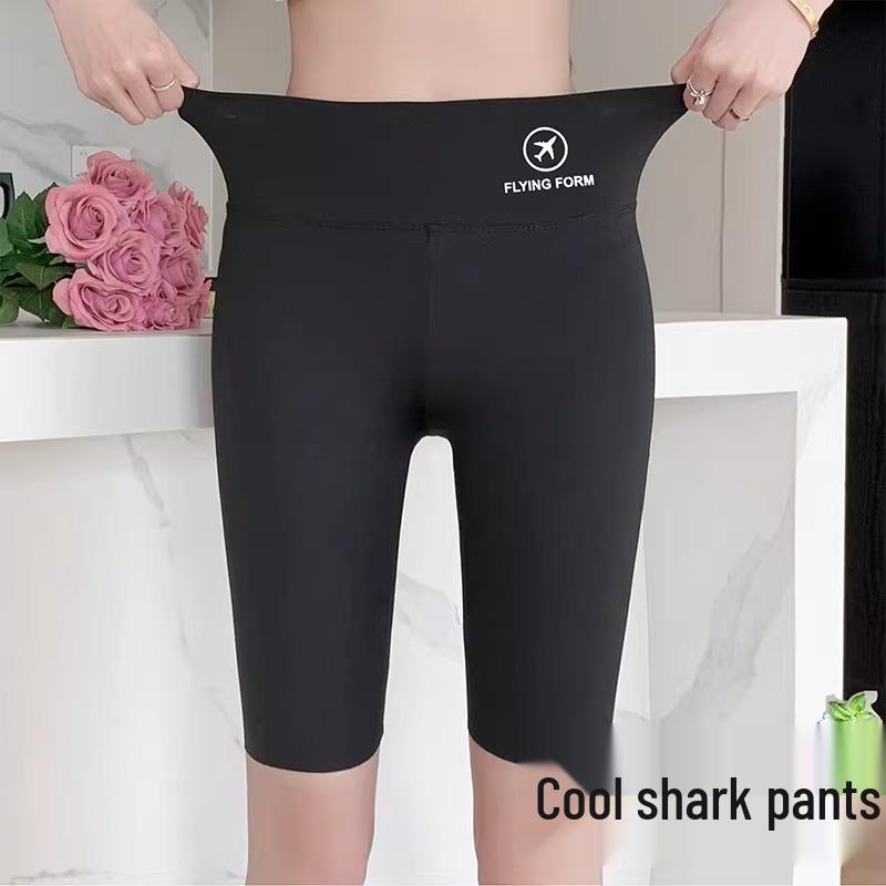 Women's High-Waisted Shark Skin Yoga Shorts - Summer, Butt-Lifting, Anti-Exposure, Barbie Print