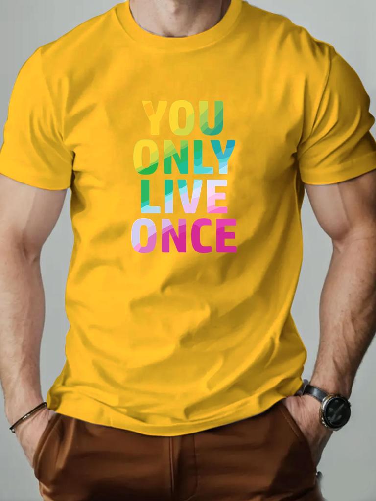 Mens cotton Tshirt YOU ONLY LIVE ONCE summer round neck short sleeve graphic breathable fashion casual Tshirt