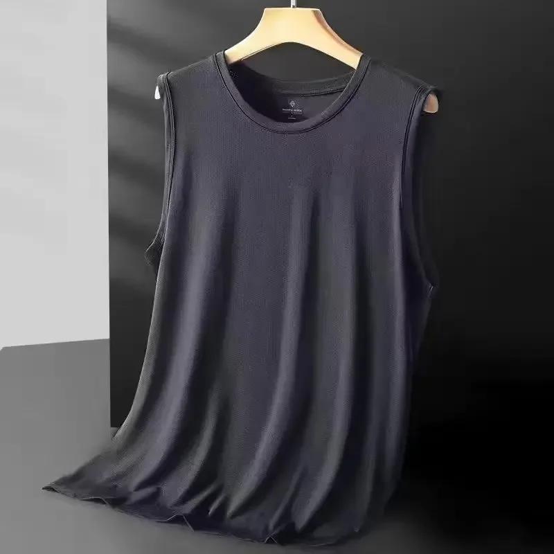 Men's Ice Silk Mesh Vest Lightweight Sports Summer Wear Sleeveless T-shirt Tank Top Casual Outerwear