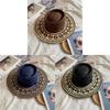 Ethnic Style Wide Brim Straw Hat For Sun Protection Beach Vacation Summer Travel