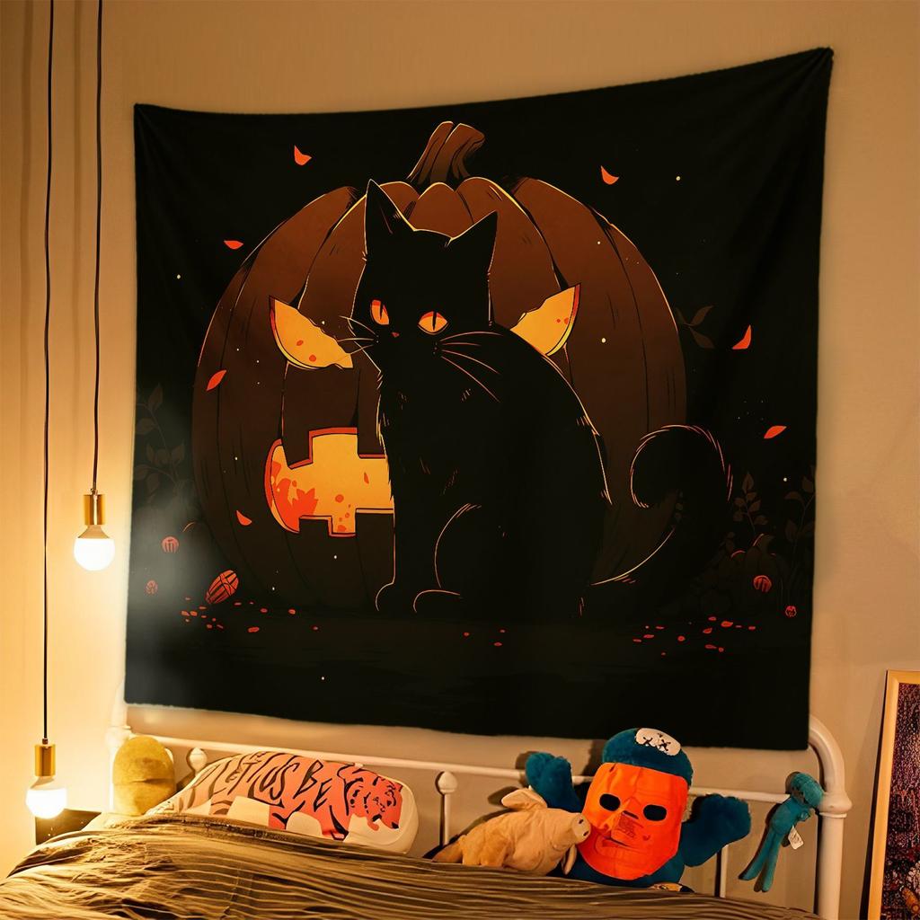 1PC Horror Halloween Event Dress up Cloth Party Background Decoration Cloth Pumpkin Lantern Tapestry Decoration