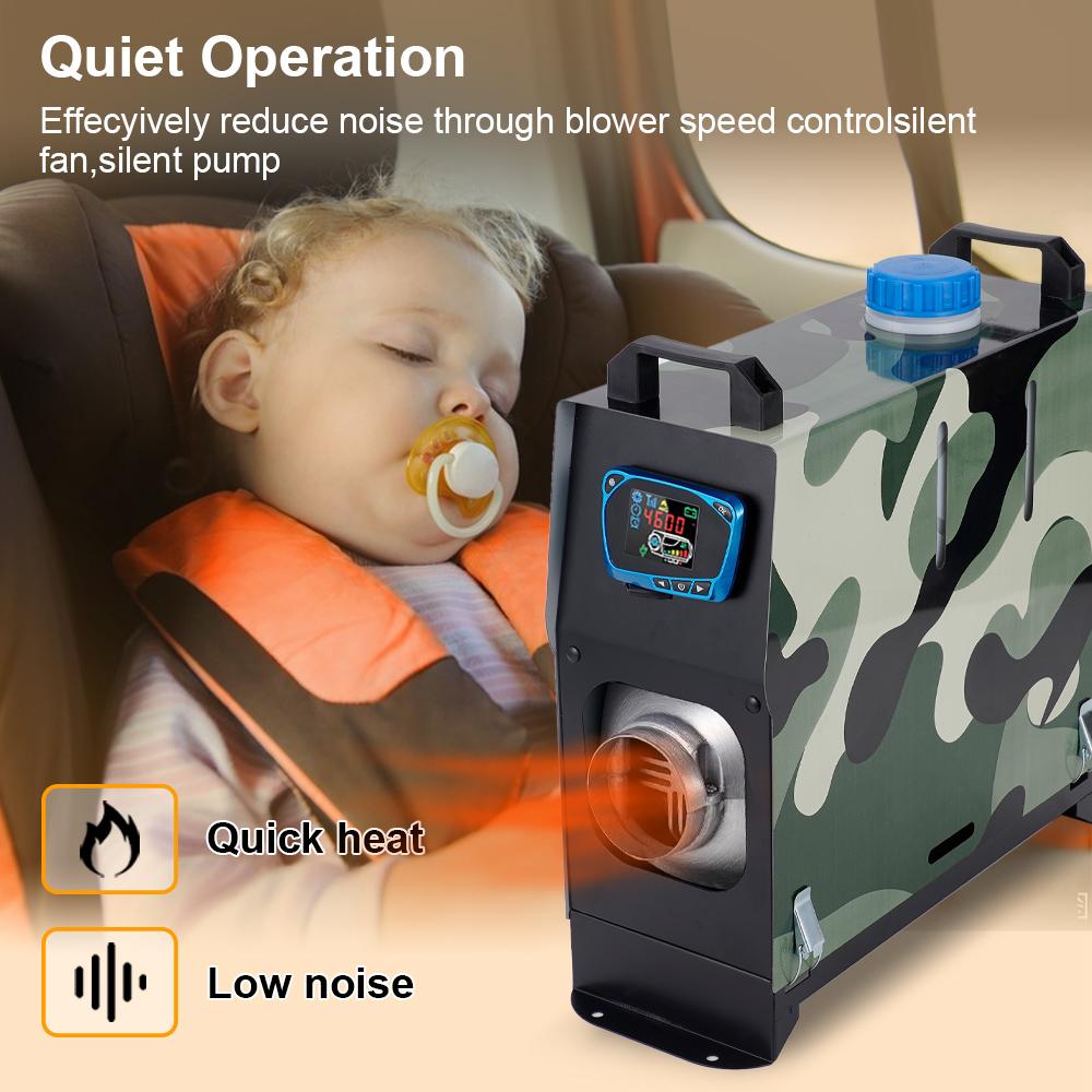 12&24V 5-8KW Universal Vertical Integrated Parking Heater Aluminum Alloy Single Hole Air Outlet Bidirectional LCD Remote Control