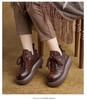 Stylish Handmade Leather Retro Women's Thick-Soled Ankle Boots - Lace-Up Round-Toe Martin Boots for Autumn and Winter.