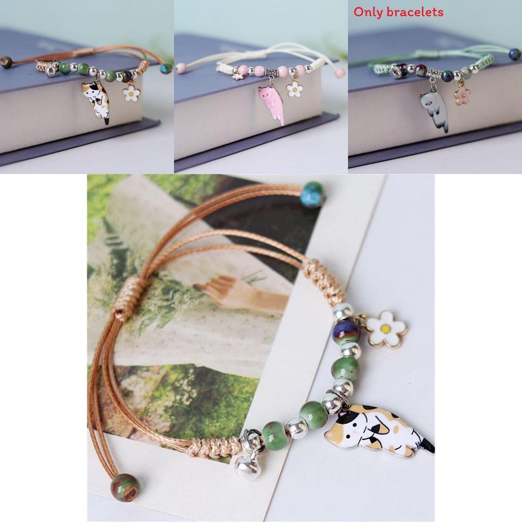 Minimalist Cat Charm Bracelet With Alloy And Woven Cord For Womens Fashion And Gift