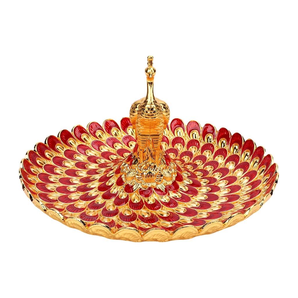 Tavă Rotundă de Servire Formă Păun Farfurie Metalică pentru Gustări Fructe Deserturi Depozitare Decor Masă Acasă Bufet Hotel Bar