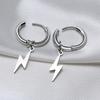 Lightning Bolt Charm Hoop Huggie Copper Color Earrings for Men Stainless Steel Hinge Hoops Lightnings