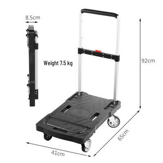 In-Stock Portable Folding Flatbed Cart: Silent, Multi-Functional, Compact Hand Truck for Cargo and Household Use.