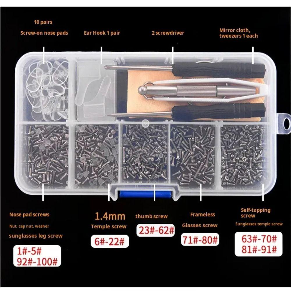 500Pcs with Screws Nose Pads Screwdriver Nuts Eyeglass Nose Pads Screw-In Kit  for Glasses
