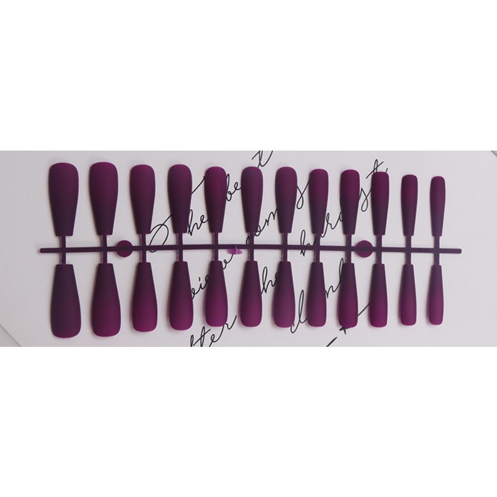 24pcs/set DIY Quick Nails Lengthened Ballet Matte T-shaped False Nails Multi-color Strips Finished Wear Manicure