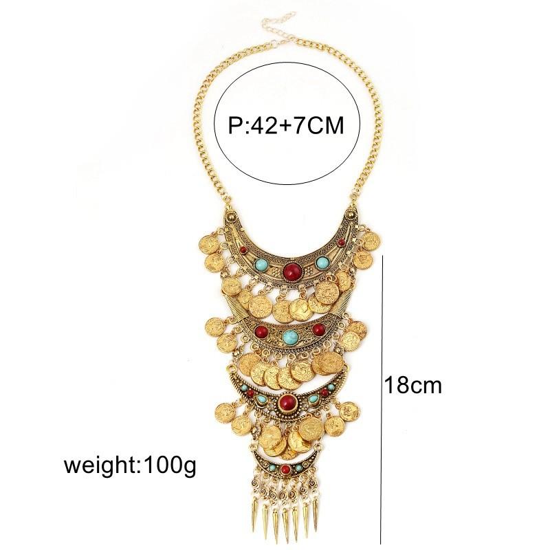 Ethnic Bohemian Turquoise Necklace With Alloy Geometric Pendant For Women