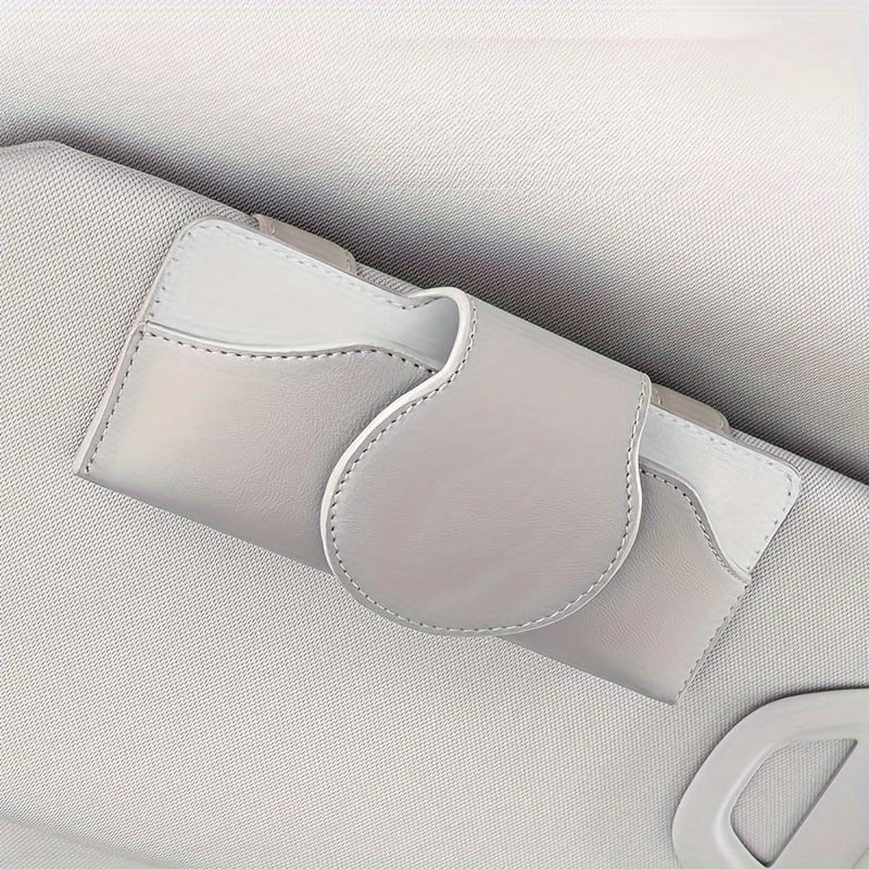 

1Pc PU Leather Car Visor Glasses Holder with Magnetic Closure, Tight Adsorption, Vehicle Sun Visor Organizer Accessory бежевый