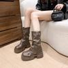 British Style Platform Martin Boots Women's 2025 Autumn and Winter New Street Temperament Versatile Medium Tube Pants Stacking Boots