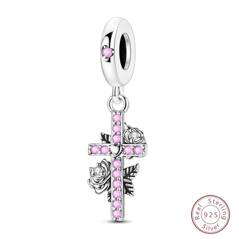 S925 Silver Bee Bear Easter Egg Guitar Jesus Saint Mary Charms Beads Fit 3mm Bracelets DIY Fine Jewelry Making