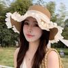 with Mesh Bow Straw Hat Wide-brimmed Sun Hat Elegant Sunshade Hat  for Summer Sun Protection
