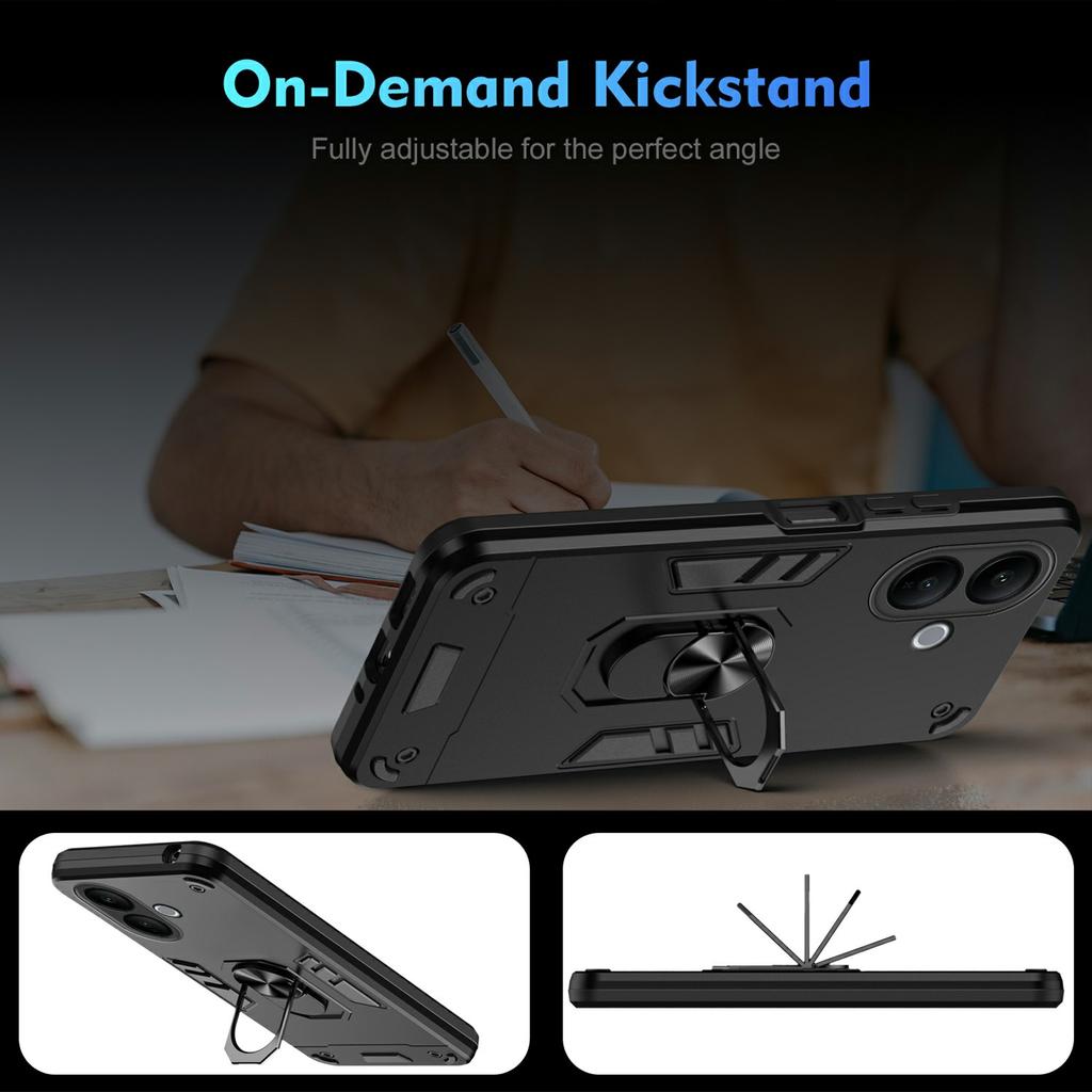 For vivo V60 Lite 4G/5G Case PC + TPU Drop Defend Phone Cover with Ring Kickstand