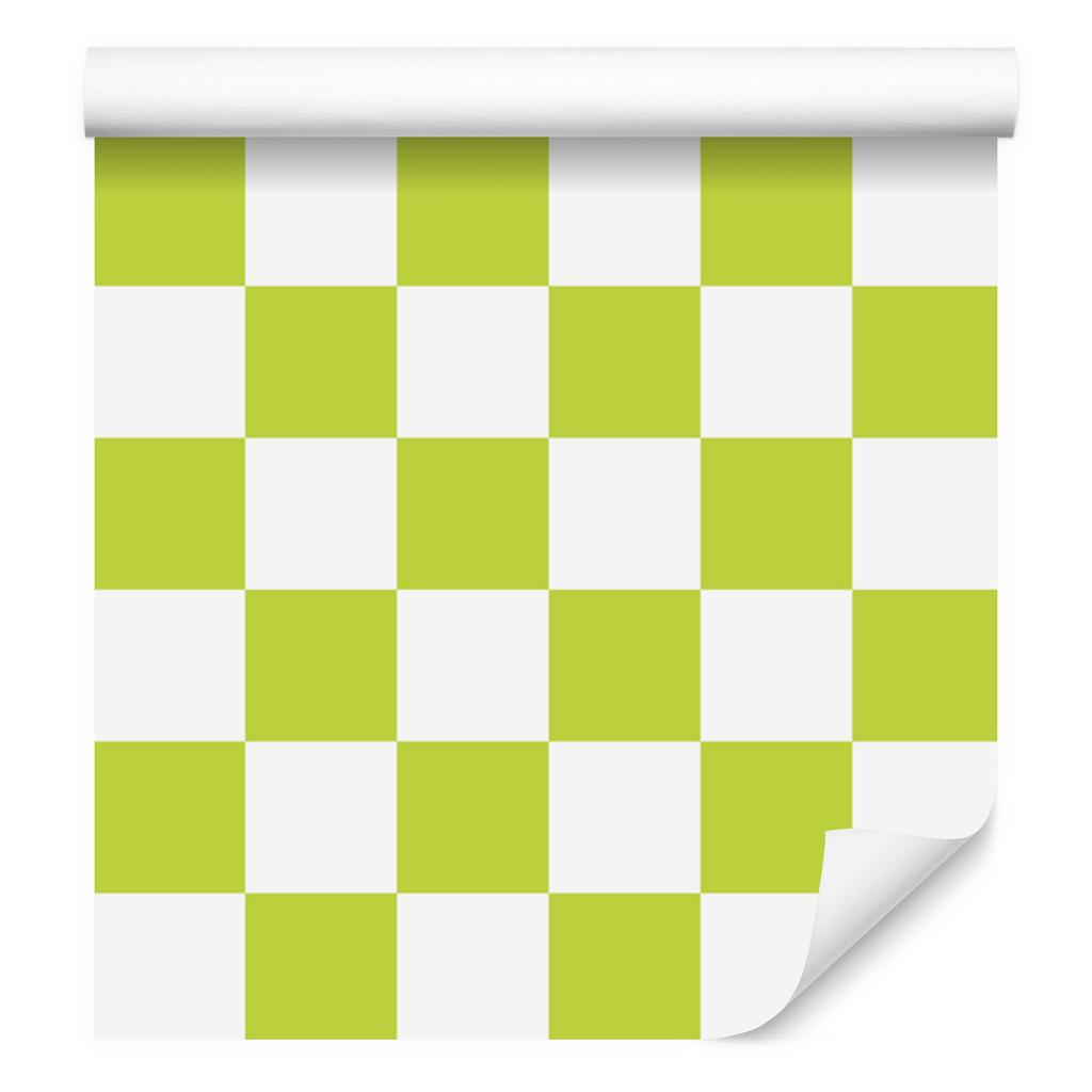 Checkerboard Wallpaper Lime and White for Living Room and Bedroom 50x1000
