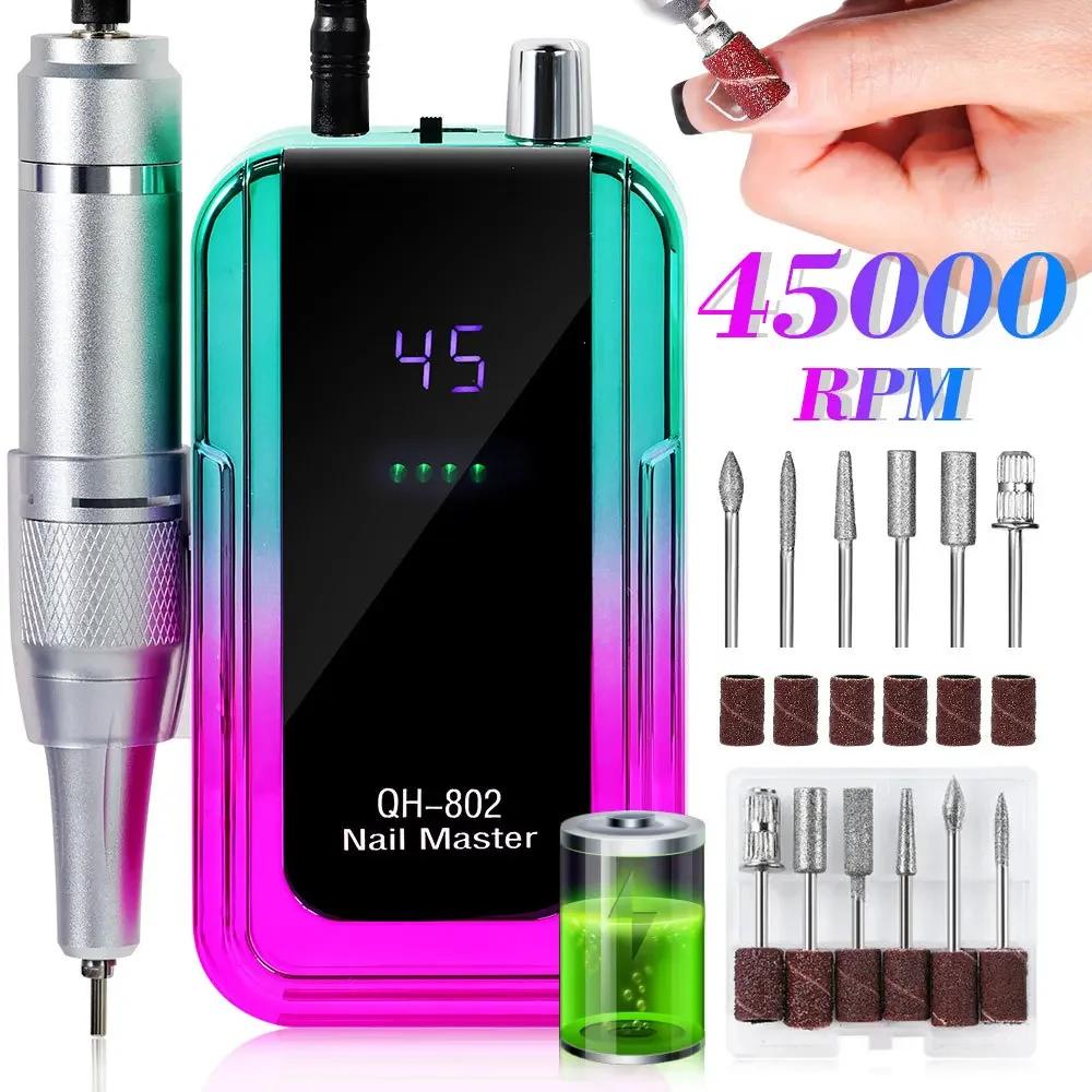 45000RPM Rechargeable Electric Nail Drill Machine With USB Connector Nail Polish Remover Drill Set Manicure Low Noise