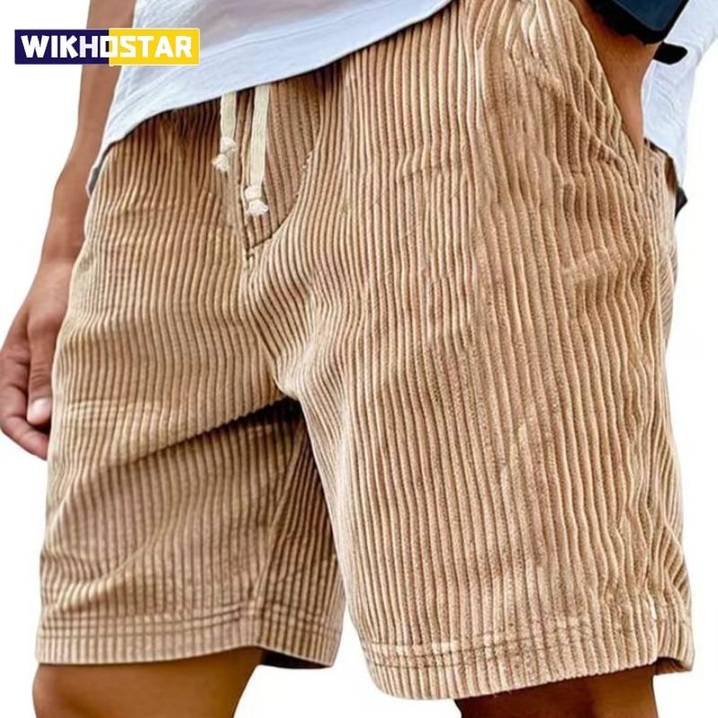 Pánské retro manšestrové ležérní kraťasy Pánská móda Jednobarevné teplákové kalhoty Harajuku Manšestrové krátké kalhoty Nové pánské oblečení Roupas