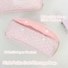 Large Capacity Pen Bag Pink Polka Dot Pencil Pouch Portable Stationery Pouch  School Office