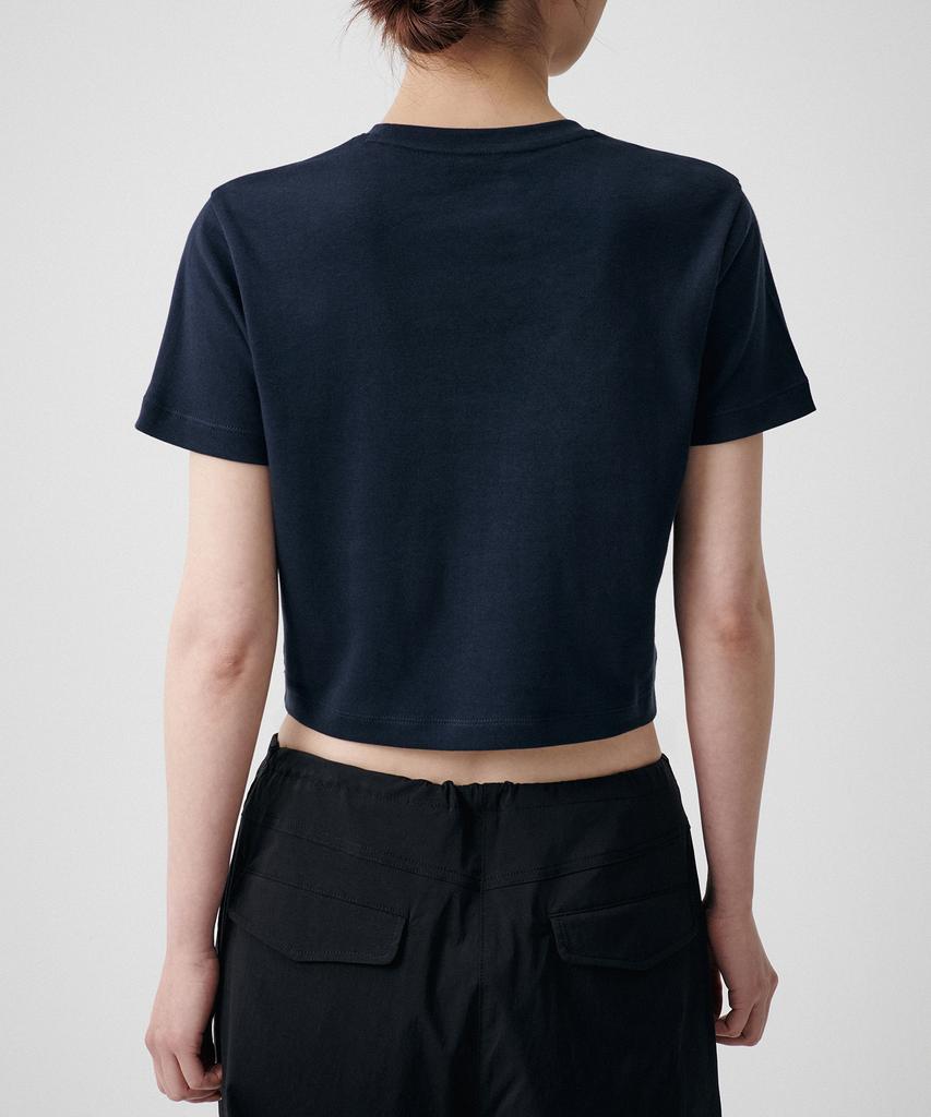 MUSINSA STANDARD WOMAN Women'S Crew Neck Crop T-Shirt [Dark Navy]