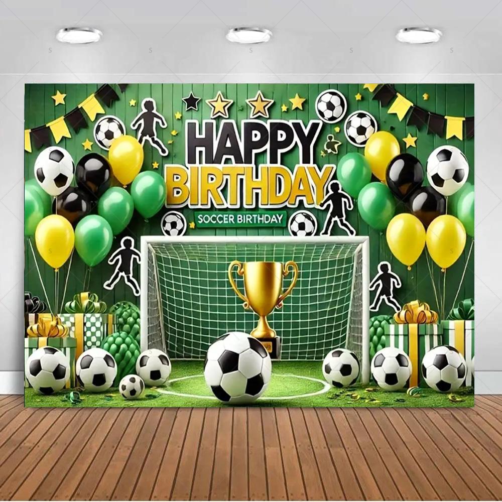 Jungen Fußballfeld-Thema Geburtstagsparty Banner Hintergrund, Erwachsenen- und Kindergeburtstagsparty Dekoration Fotografie Hintergrund