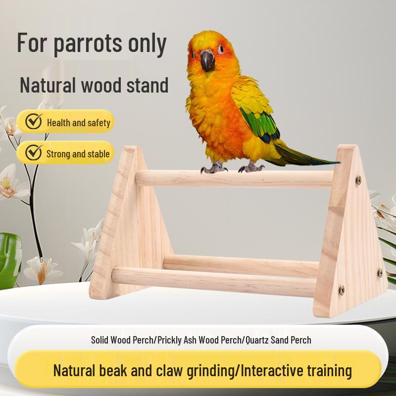 Parrot Grinding Claws Training Perch: Triangle Prickly Ash Wood Interactive Stand